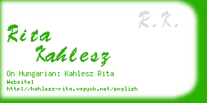 rita kahlesz business card